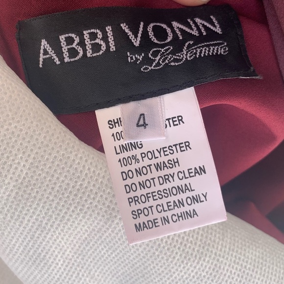 Abbi Vonn by La Femme Strappy back dress in wine—free shipping! - Picture 6 of 6